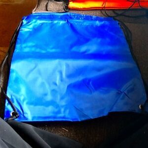 Two dark blue drawstring bags